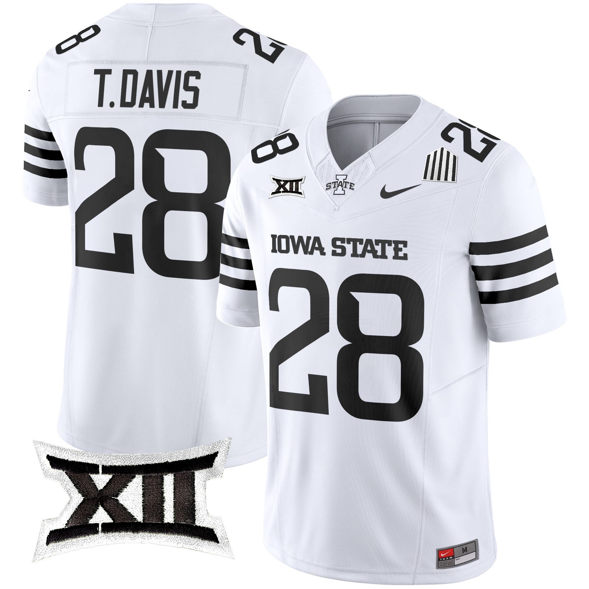 Men Iowa State Cyclones #28 T.Davis White Nike 2024 Vapor Limited NCAA Jersey style 1